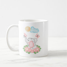 Eléphant mignon bébé avec fleurs roses Mug