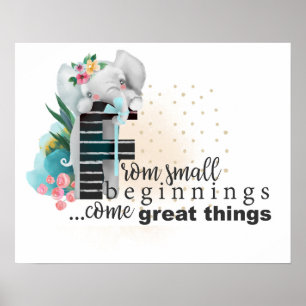Elephant mignon bébé dire Floral Poster