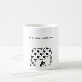 Elephant, minimaler schwarz-weißer Mustername Kaffeetasse
