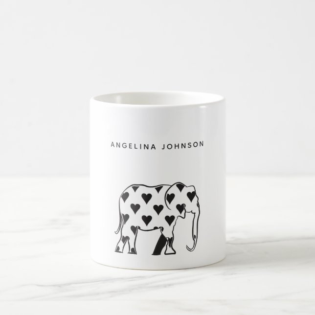 Elephant, minimaler schwarz-weißer Mustername Kaffeetasse (Mittel)