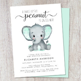 Elephant Mint Green Watercolor Baby Sprinkle Einladung
