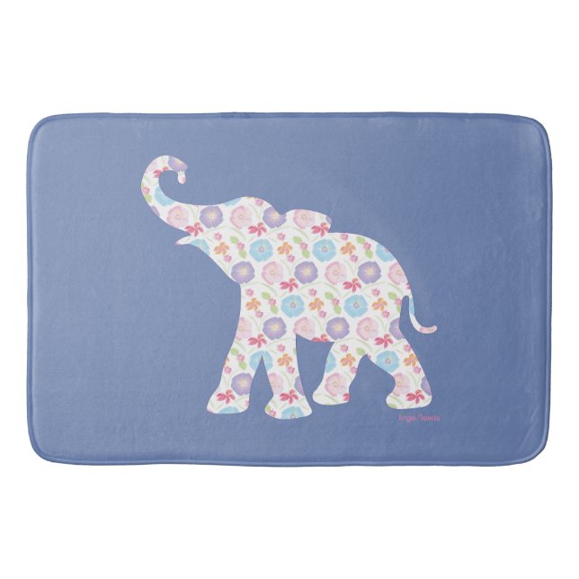 Elephant mit Aquarellfarben-Blume-Muster einzigart Badematte (Vorderseite)