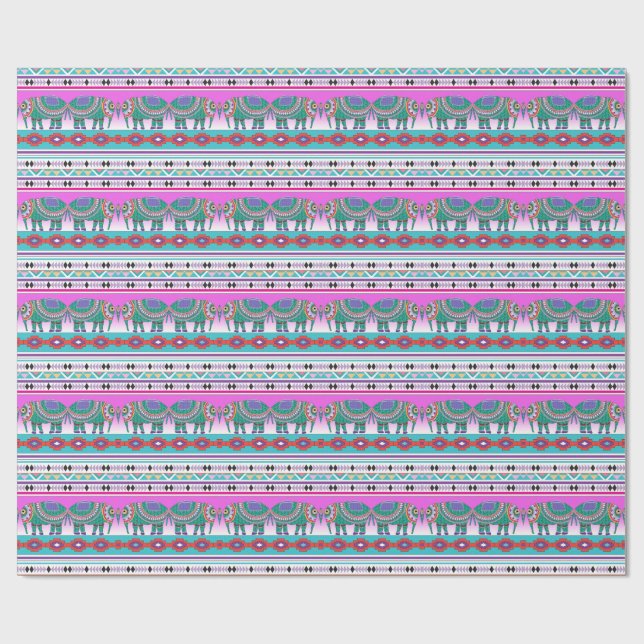 Elephant mit Azteken-Muster Geschenkpapier (Flach)