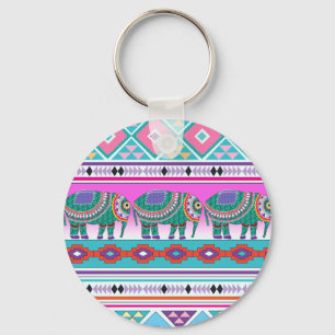 Elephant mit Azteken-Muster Schlüsselanhänger
