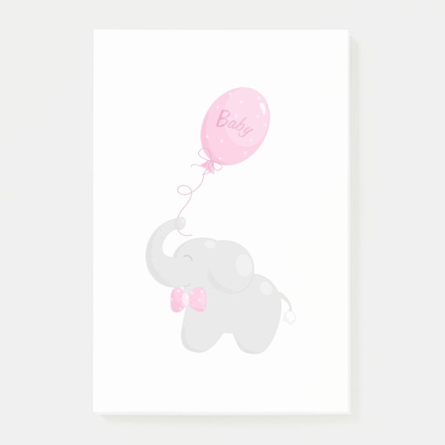 Elephant mit Balloon Post-it Klebezettel (Vorderseite)