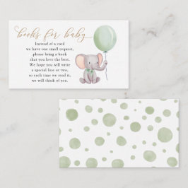 Elephant mit grünen Balonbüchern für Baby Begleitkarte