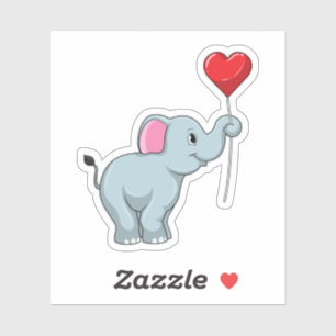 Elephant mit Heart Balloon Aufkleber