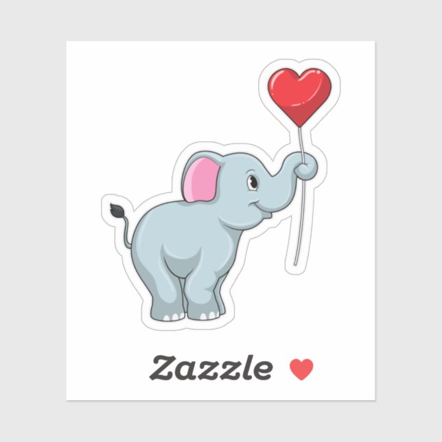 Elephant mit Heart Balloon Aufkleber (Blatt)