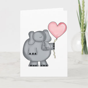 Elephant mit Heart Balloon Feiertagskarte