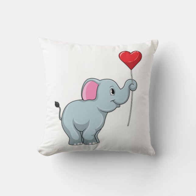 Elephant mit Heart Balloon Kissen (Vorderseite)