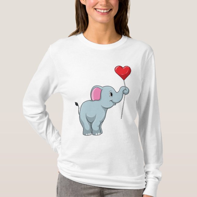 Elephant mit Heart Balloon T-Shirt (Vorderseite)