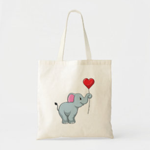 Elephant mit Heart Balloon Tragetasche
