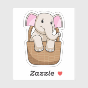 Elephant mit Korbweide Aufkleber