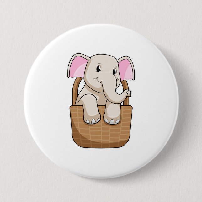 Elephant mit Korbweide Button (Vorderseite)