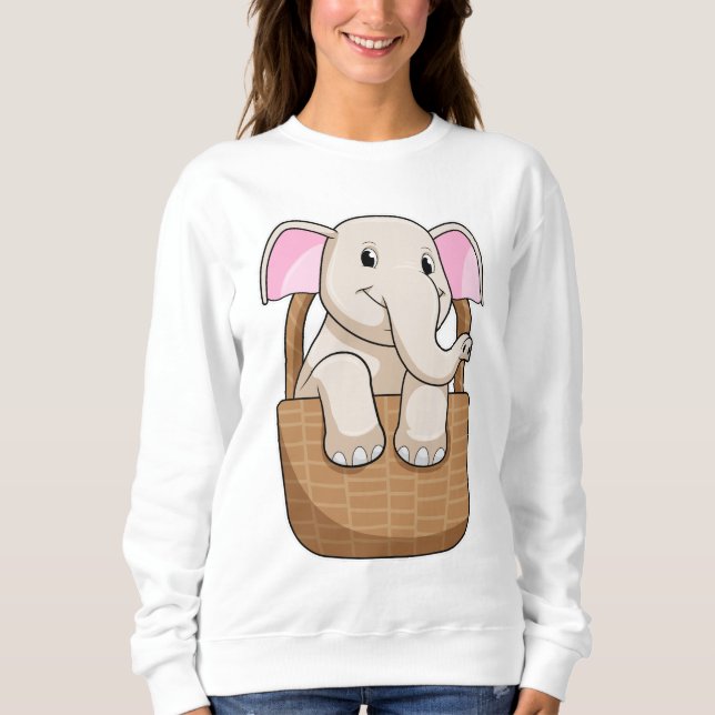 Elephant mit Korbweide Sweatshirt (Vorderseite)