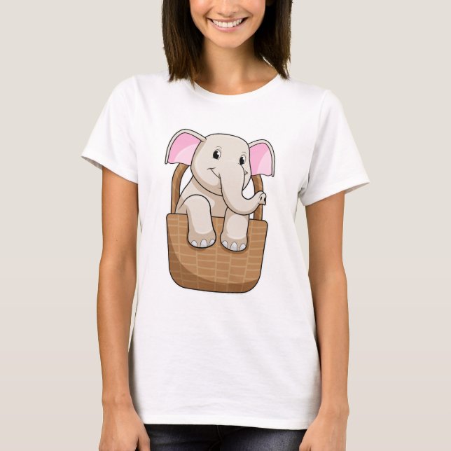 Elephant mit Korbweide T-Shirt (Vorderseite)