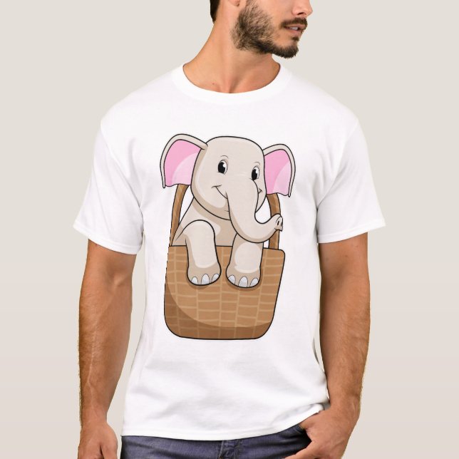 Elephant mit Korbweide T-Shirt (Vorderseite)