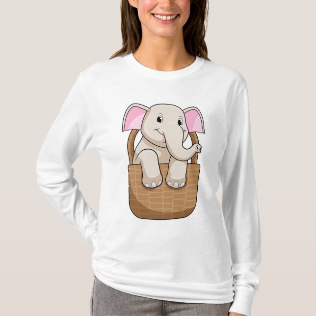Elephant mit Korbweide T-Shirt (Vorderseite)