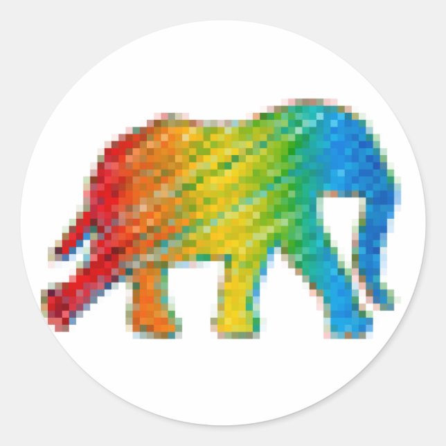 Elephant mit Pixeln Runder Aufkleber (Vorderseite)