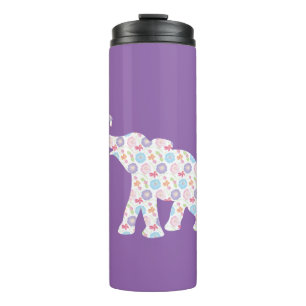 Elephant-mit-Watercolor-Blume-Muster einzigartig Thermosbecher