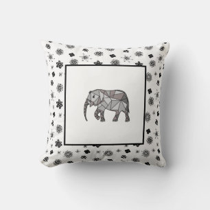 Elephant Modern Birth Baby for Kids Black Kissen