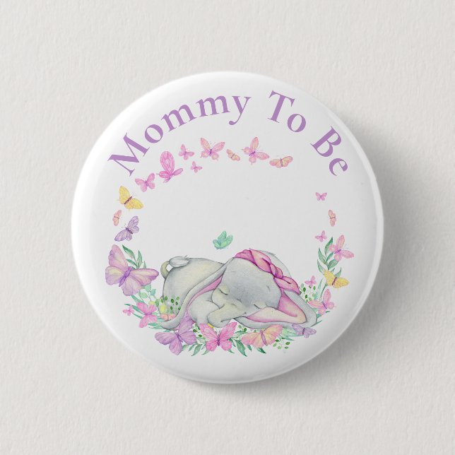 Elephant Mommy soll Schmetterlingstaste sein Button (Vorderseite)