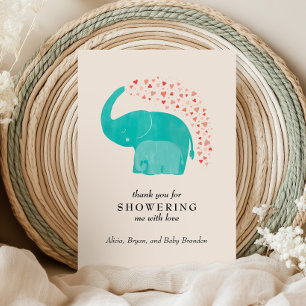 Elephant Mother and Calf Baby Dusche Personalisier Dankeskarte
