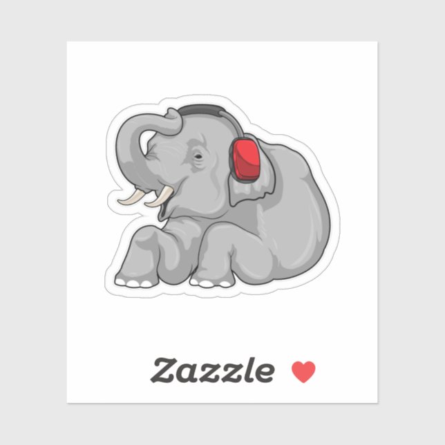 Elephant Music Headphone Aufkleber (Blatt)