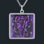 Elephant Necklace Lila Pink Starry Night Sterling Silberkette<br><div class="desc">Neon Lila Pink Elephant Walking at Starry Night Magic Animal Zeichn - Wählen / Fügen Sie Ihren einzigartigen Text / Farbe - Make Your Special Gift - Neu formatieren und verschieben oder entfernen und hinzufügen Elemente / Bild mit Anpassungs-Tool ! - Zeichn und Design von MIGNED. Sie können meine Designs...</div>