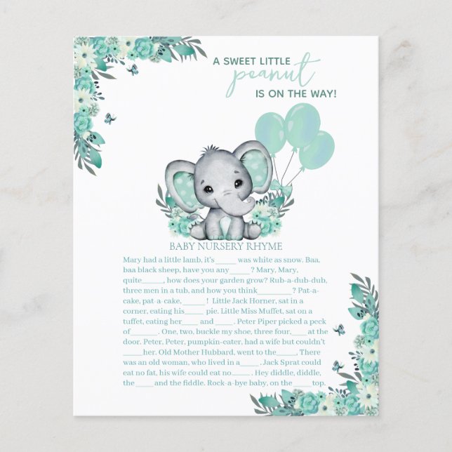 Elephant Neutral Baby Shower Game (Vorderseite)