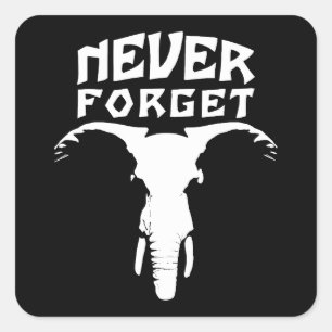 Elephant nie vergessen quadratischer aufkleber