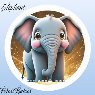 Elephant 🐘 Niedlich-Adorable Fun Wild Animal Grap Runder Aufkleber