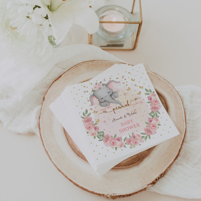 Elephant Niedlich Floral Pink Boho Babydusche Serviette (Von Creator hochgeladen)