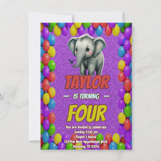 Elephant Niedlich Personalisierten Geburtstag Einl Einladung