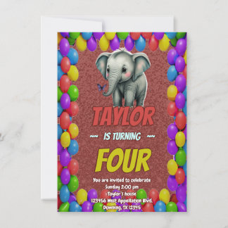 Elephant Niedlich Personalisierten Geburtstag Einl Einladung
