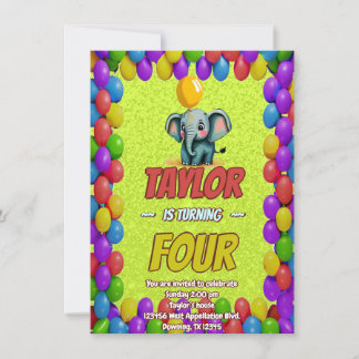 Elephant Niedlich Personalisierten Geburtstag Einl Einladung