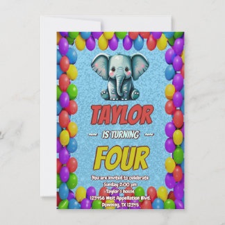 Elephant Niedlich Personalisierten Geburtstag Einl Einladung