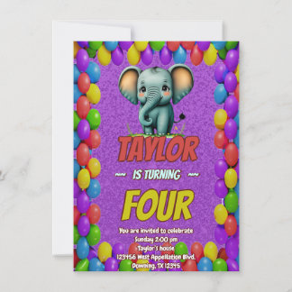 Elephant Niedlich Personalisierten Geburtstag Einl Einladung