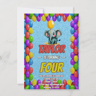 Elephant Niedlich Personalisierten Geburtstag Einl Einladung