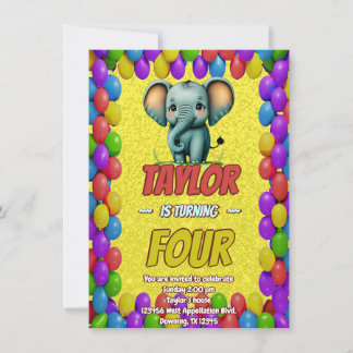 Elephant Niedlich Personalisierten Geburtstag Einl Einladung