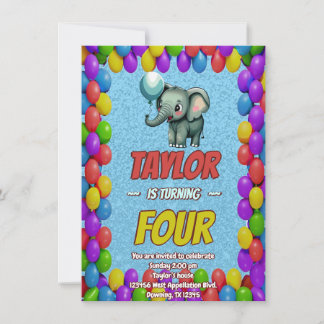 Elephant Niedlich Personalisierten Geburtstag Einl Einladung