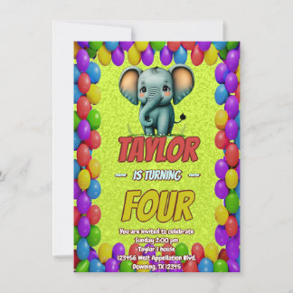 Elephant Niedlich Personalisierten Geburtstag Einl Einladung