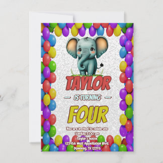 Elephant Niedlich Personalisierten Geburtstag Einl Einladung