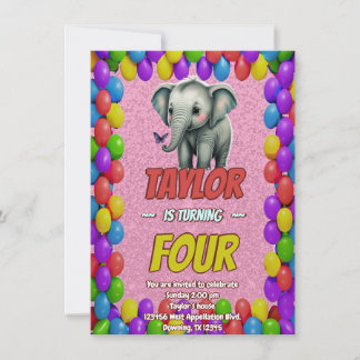 Elephant Niedlich Personalisierten Geburtstag Einl Einladung