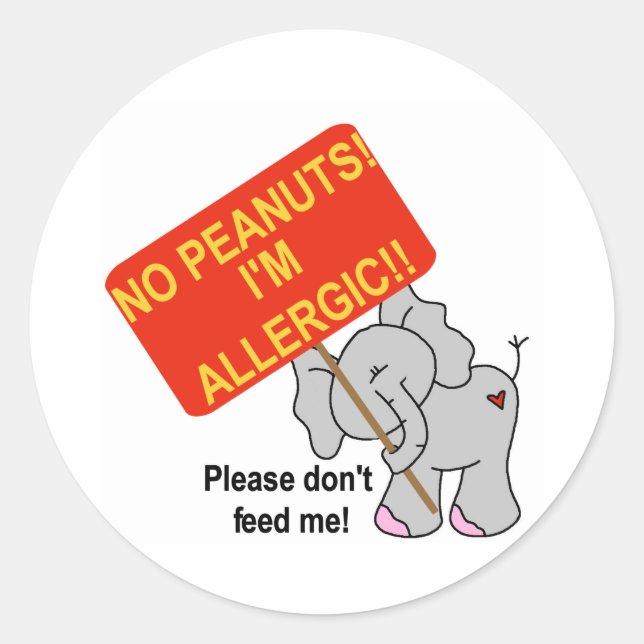Elephant No Peanuts Runder Aufkleber (Vorderseite)