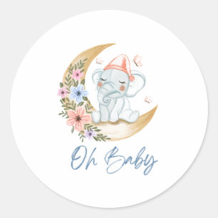 Elephant oh Baby Runder Aufkleber