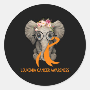 Elephant Orange Ribbon Leukämie Runder Aufkleber