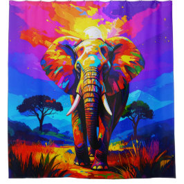 Elephant Palette Daub 001 Shower Curtain Duschvorhang