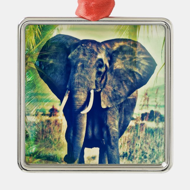 Elephant Palms Silbernes Ornament (Vorne)