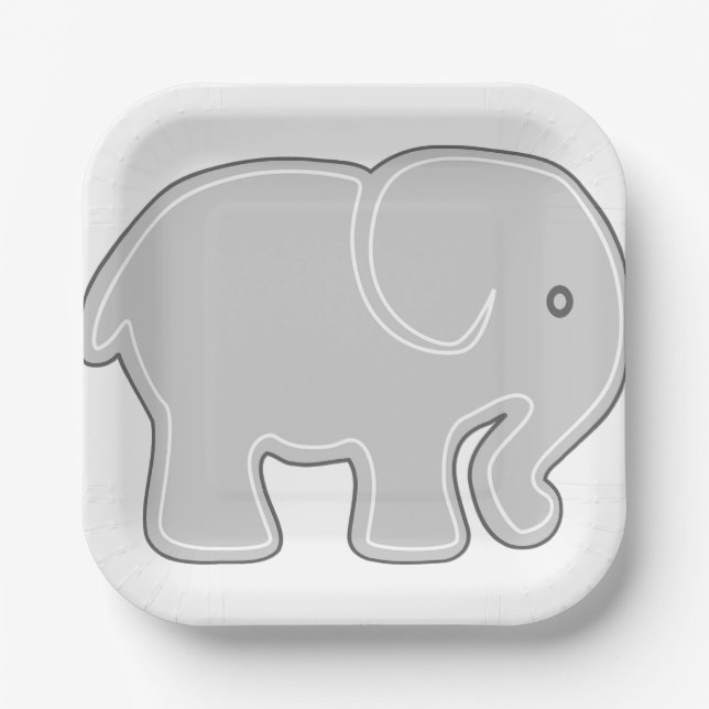 Elephant Paper Tellers, 7" Square Paper Plate Pappteller (Vorderseite)